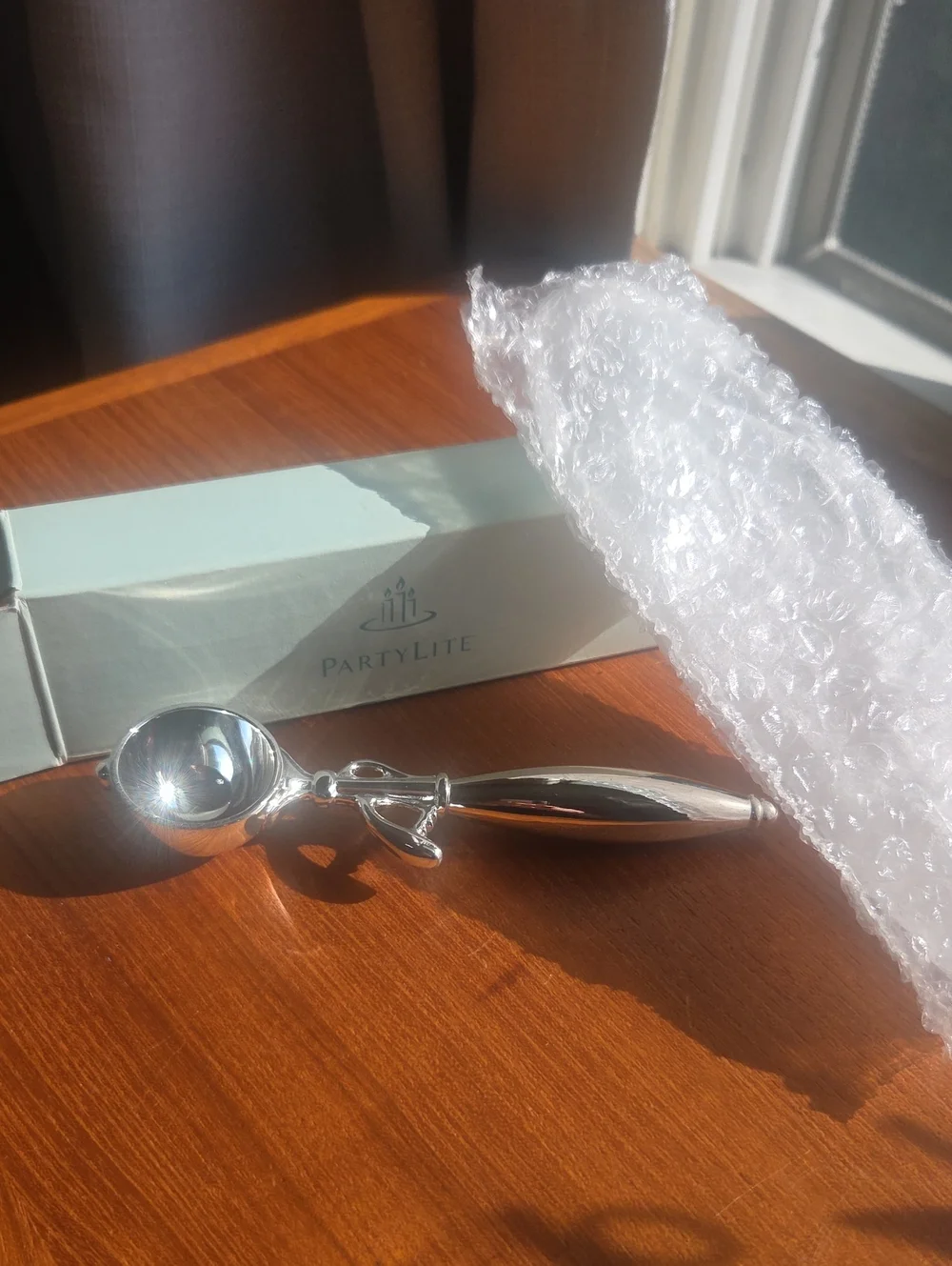 PartyLite Silver Ice Cream Candle Snuffer NIB RETIRED P7625